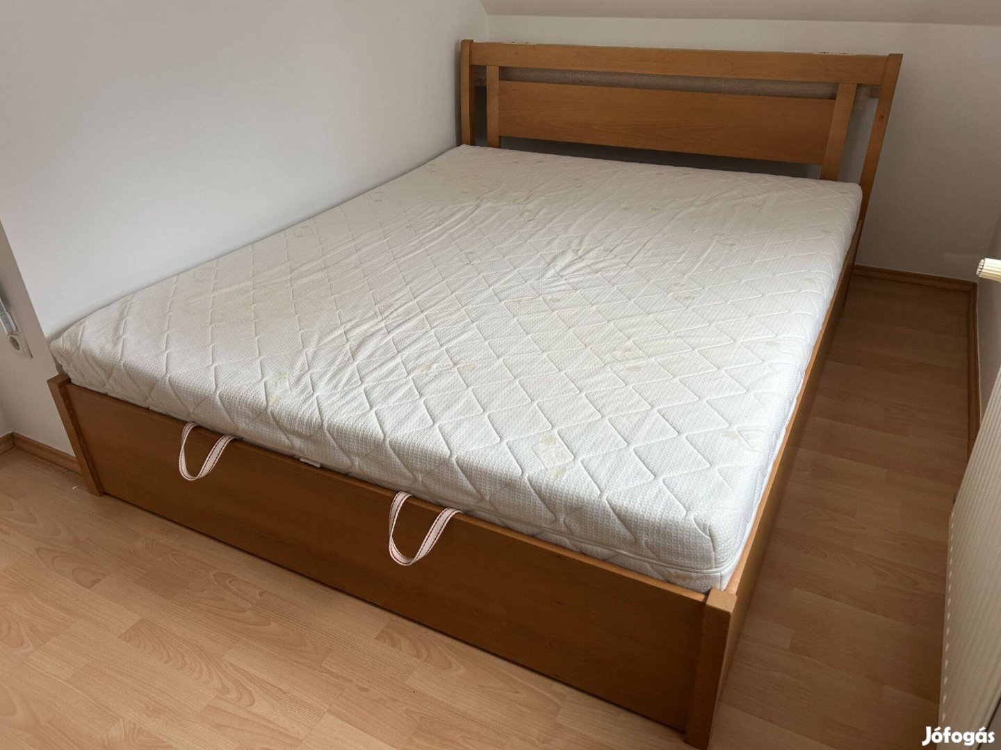 Tömör bükkfa ágyneműtartós franciaágy (170x210)