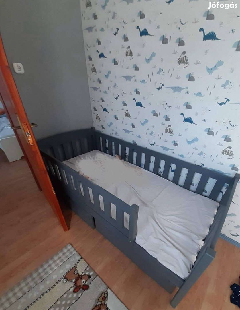 Tömör fa gyerekágy 180x80 cm, kókuszmatraccal