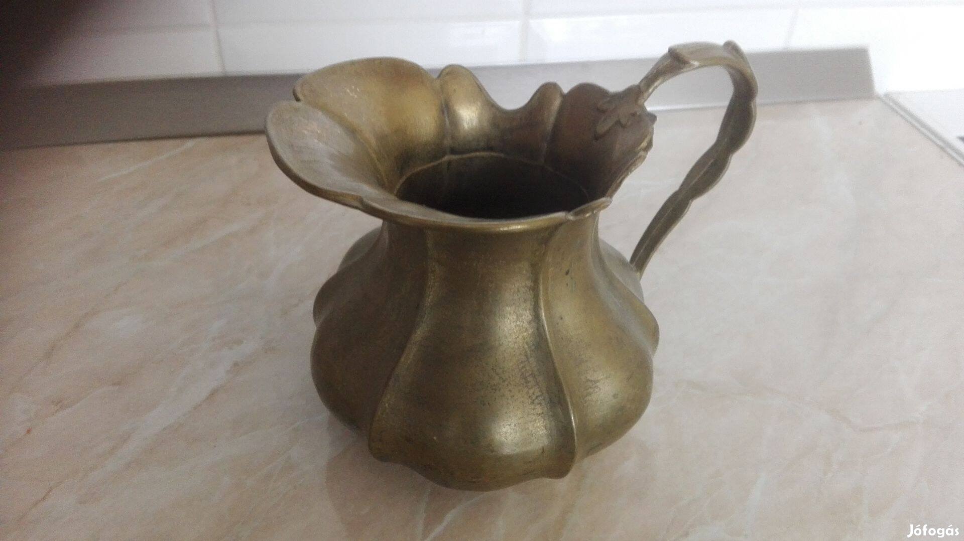 Tömőr réz Antik kiöntő régi nehéz db