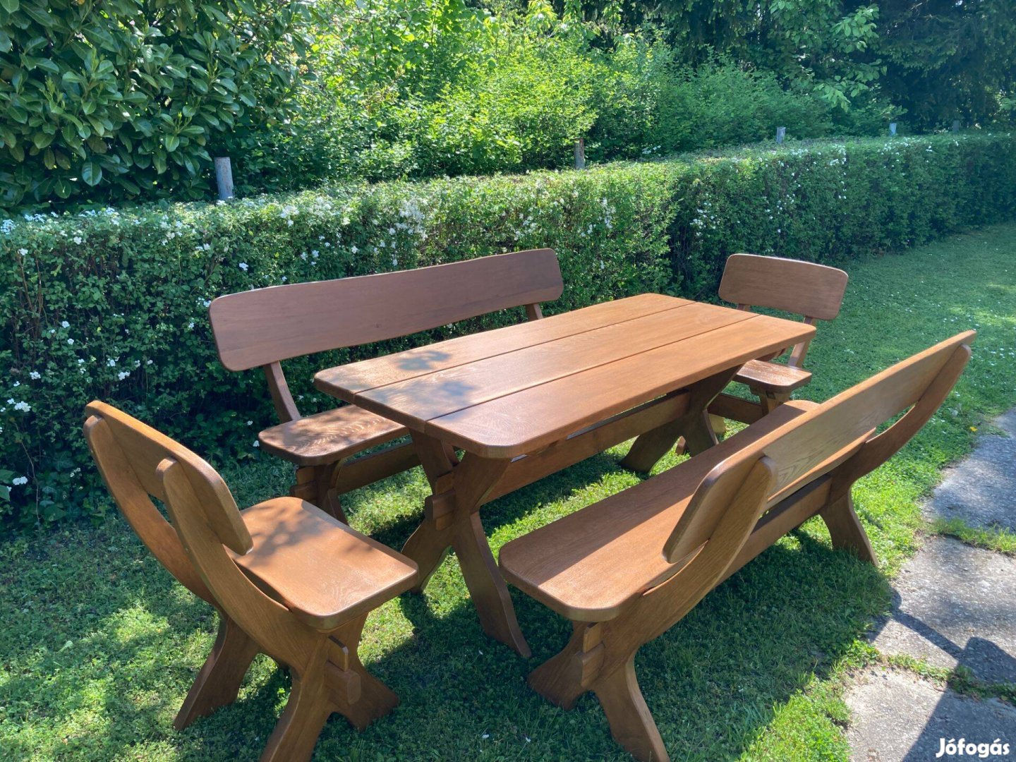 Tömör tölgyfa kerti garnitúra