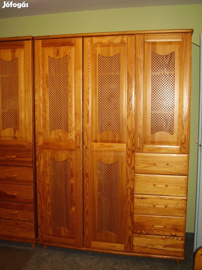 Tömörfa szekrény 2db kombinált ruhás/gardrób szekrény 135x60x200 cm