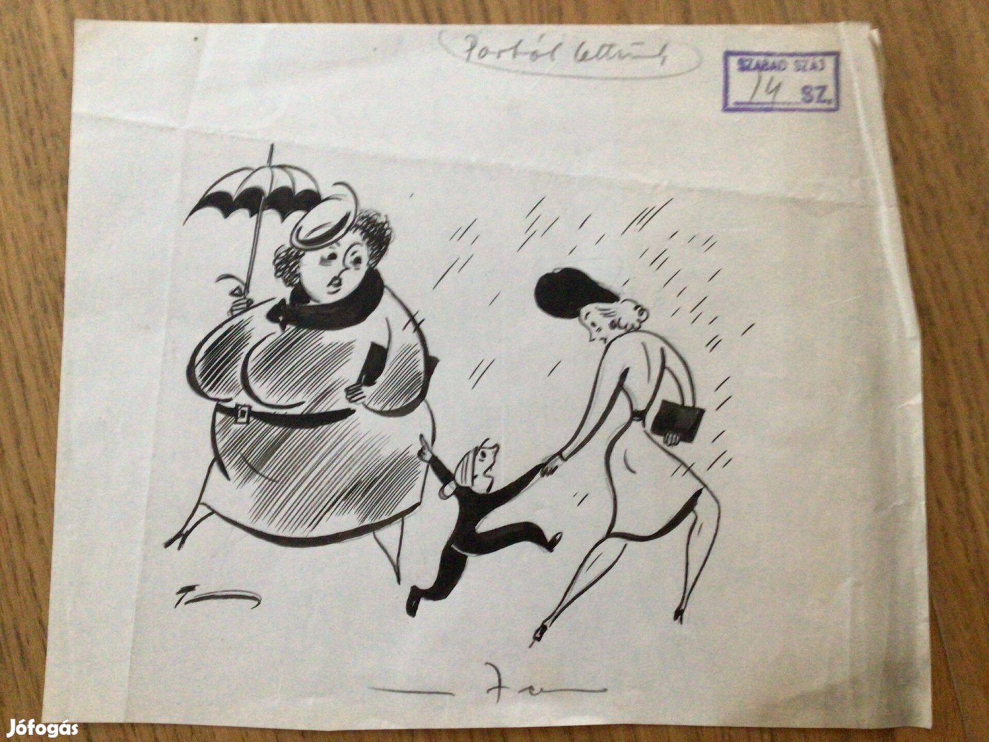 Toncz Tibor eredeti karikatúra rajza a Szabad Száj c. lapnak 20 x 17 c