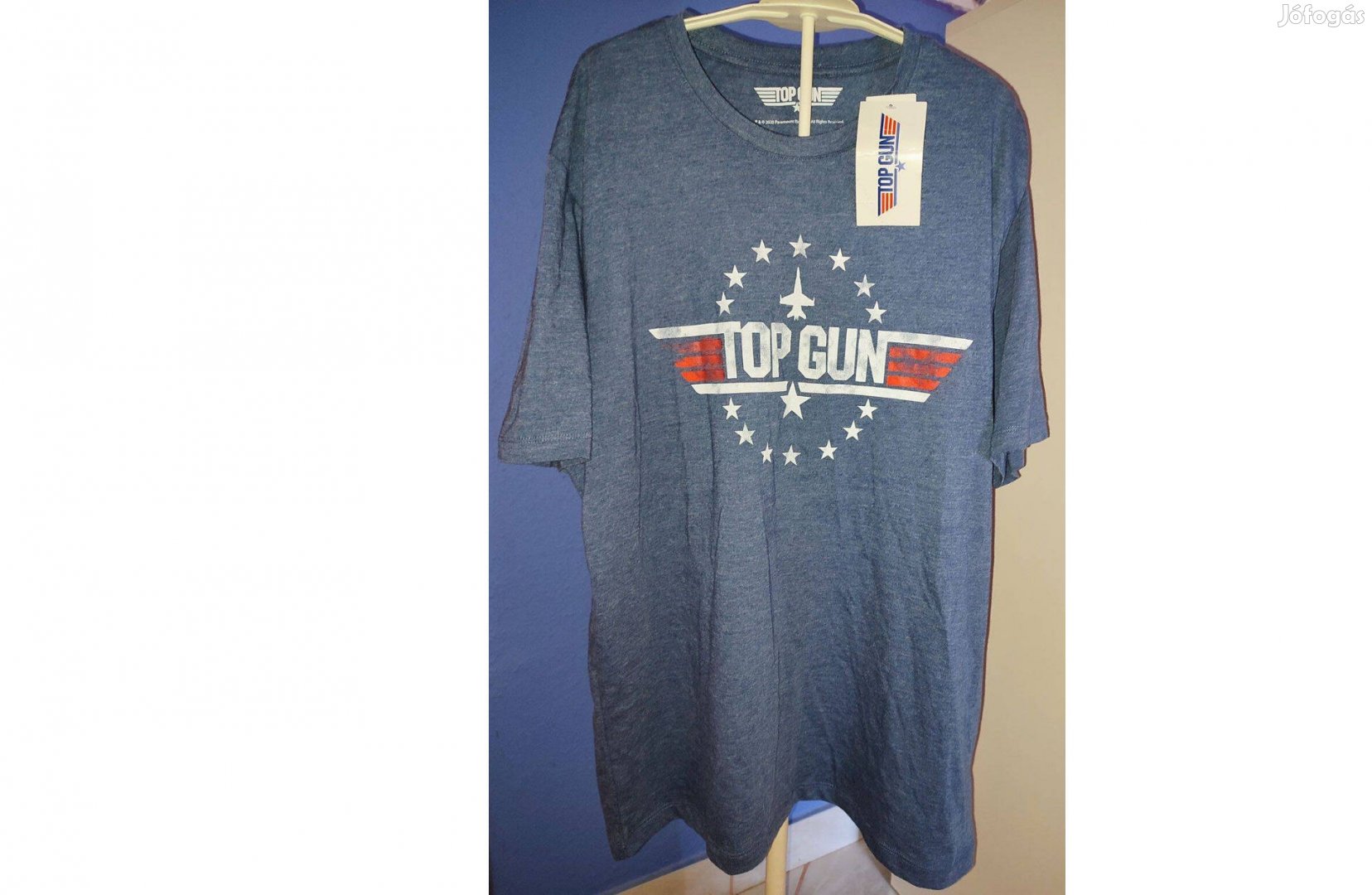 Top Gun szürkés kék új, címkés póló (L)