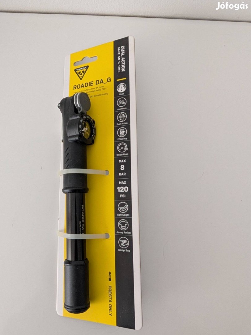Topeak Roadie mini pumpa, új, 8bar nyomáshoz, kijelzővel