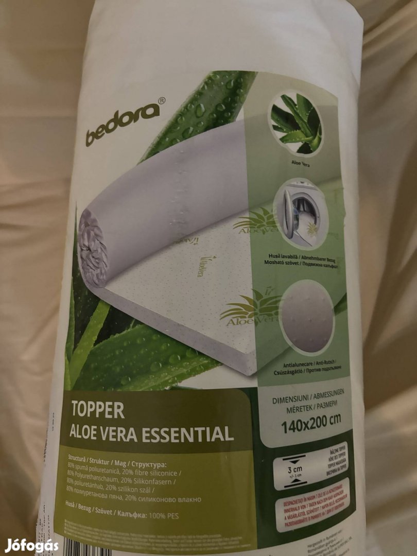 Topper aloa vera essential fedő matrac 140x200x3