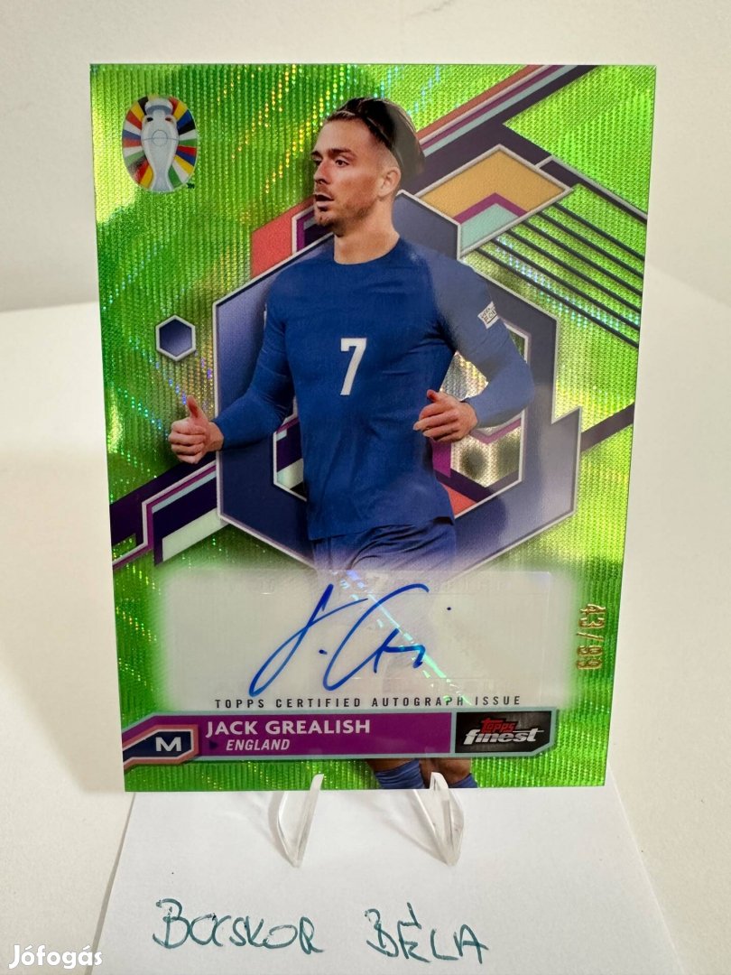 Topps Finest road to euro 24 Jack Grealish aláírt kártya