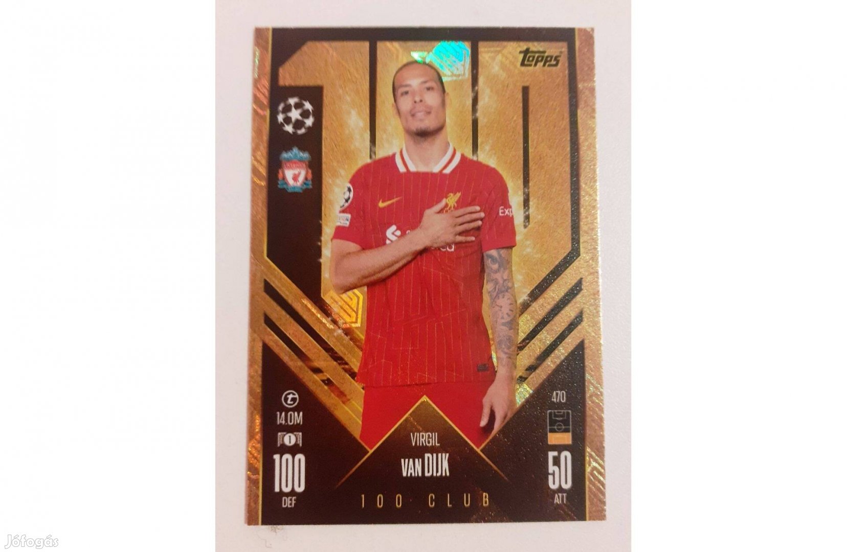 Topps Match Attax 2024/25 Virgil van Dijk 100 Club focis kártya