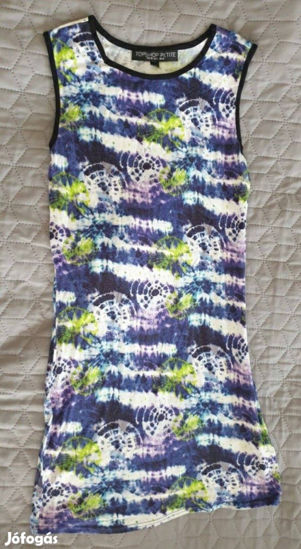 Topshop Petite batikolt kék-lila mintás ujjatlan női ruha 38-as méret