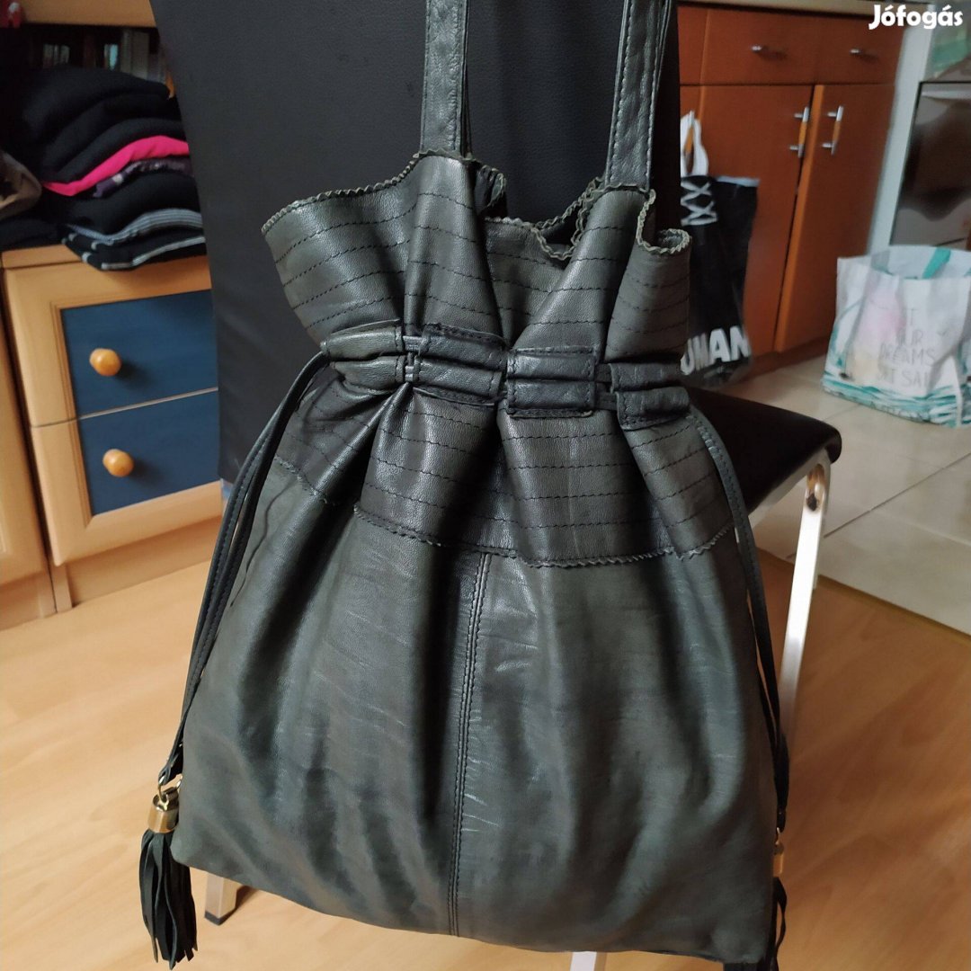 Topshop sötétzöld puha bőr női táska válltáska