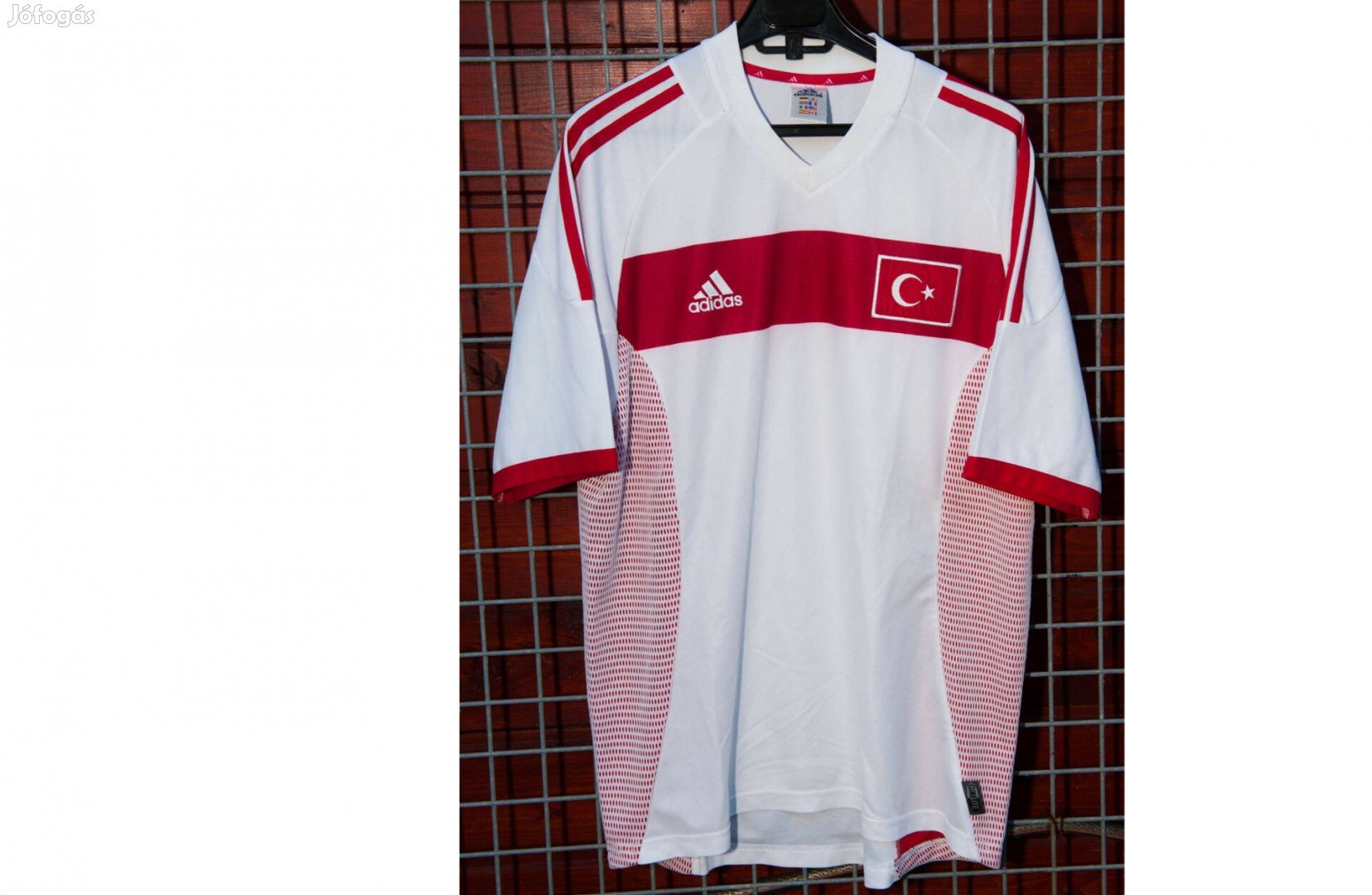 Török válogatott fehér piros 2002-es eredeti adidas mez
