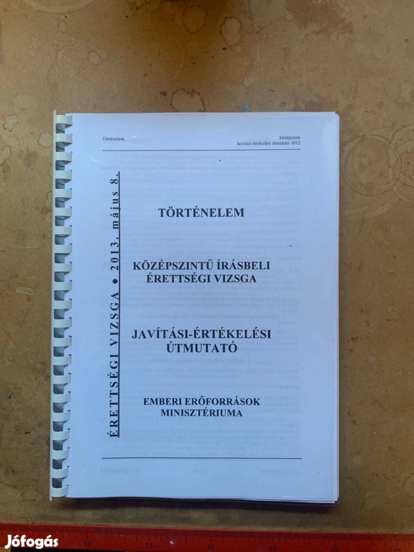 Történelem,Magyar középszintü érettségi