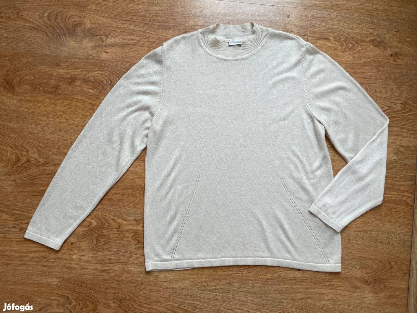 Törtfehér kötött pulóver garbó Off-white knitted sweater mock neck