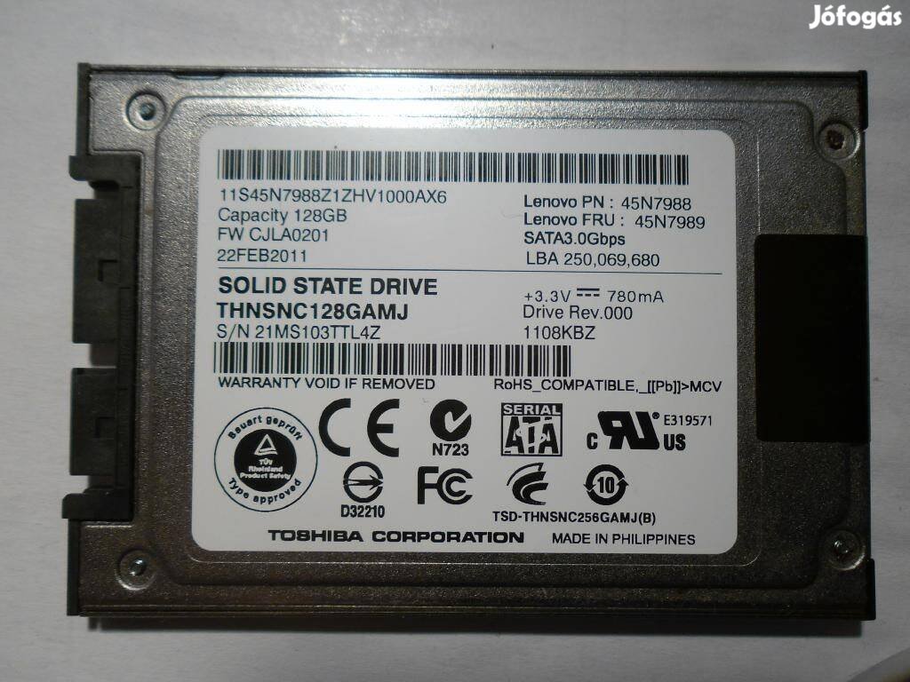 Toshiba 128gb sata 1.8" laptop ssd