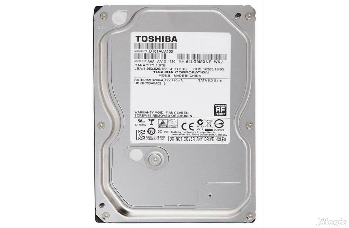 Toshiba 1TB 3,5 HDD/merevlemez
