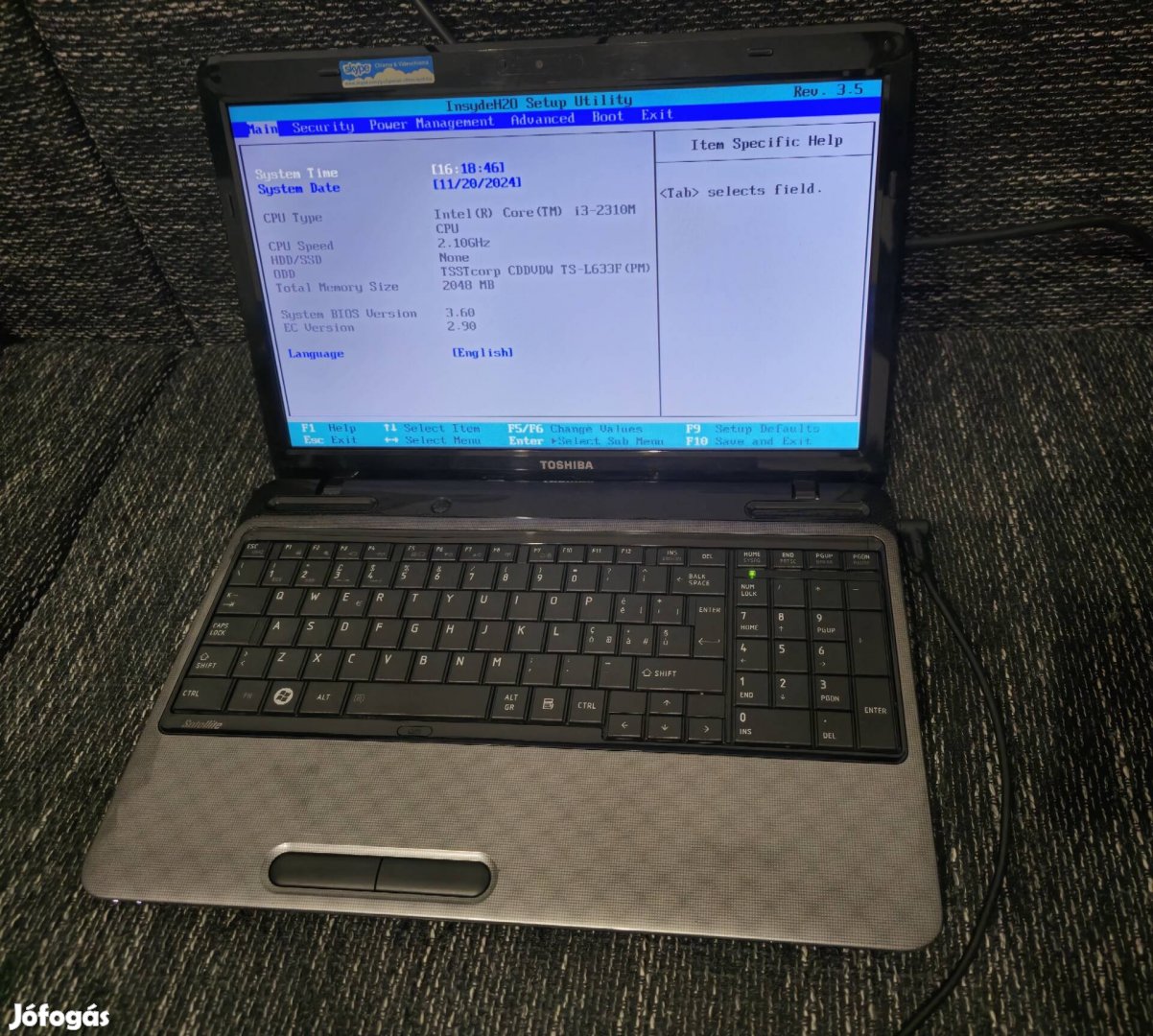 Toshiba L750 laptop , üzemképes