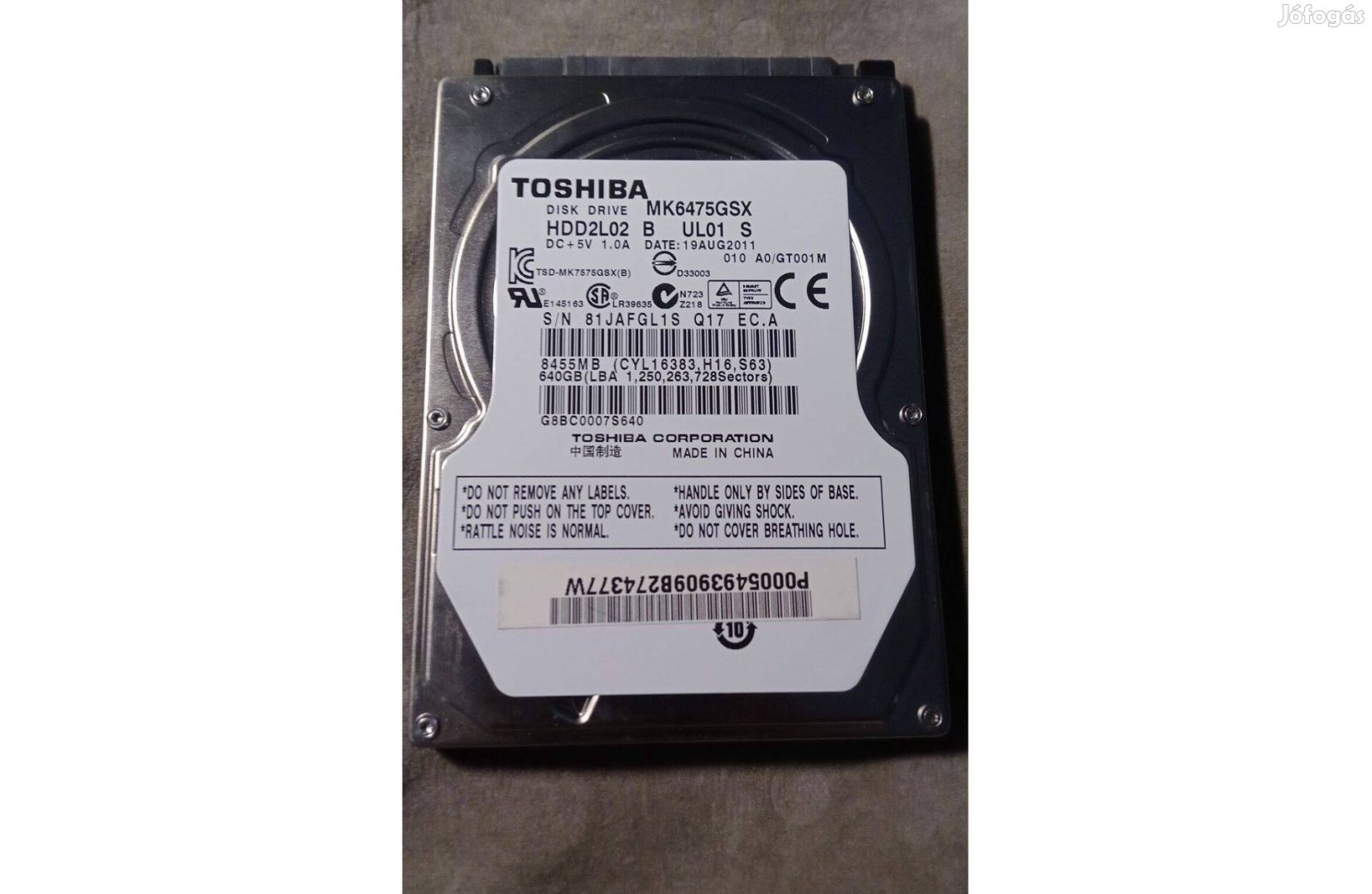 Toshiba MK6475Gsx Laptop HDD 2.5 col