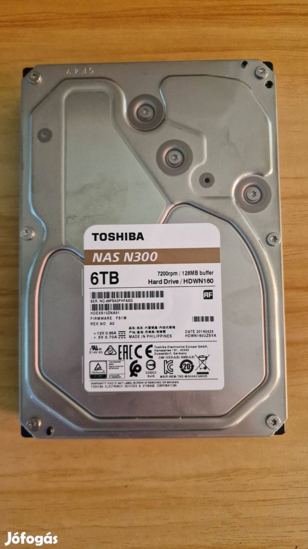 Toshiba N300 6 TB HDD, merevlemez NAS-hoz