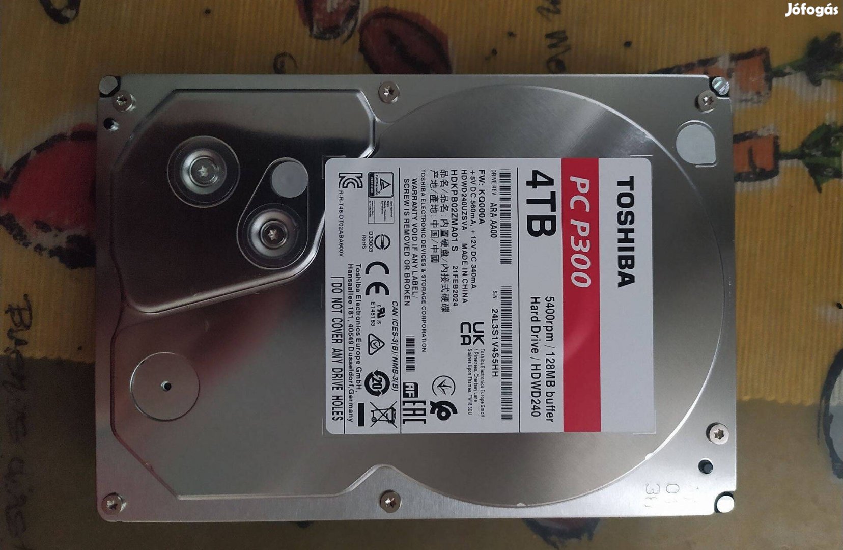 Toshiba P300 típusú 4 TB-os merevlemez, új