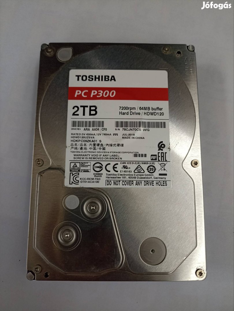 Toshiba PC P300 2TB merevlemez