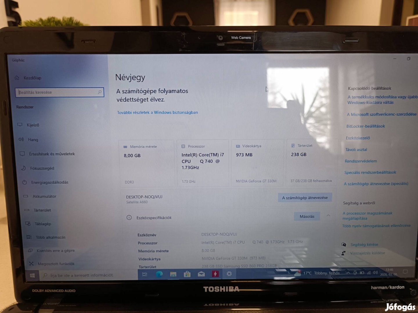 Toshiba Satellite A665-13V Laptop