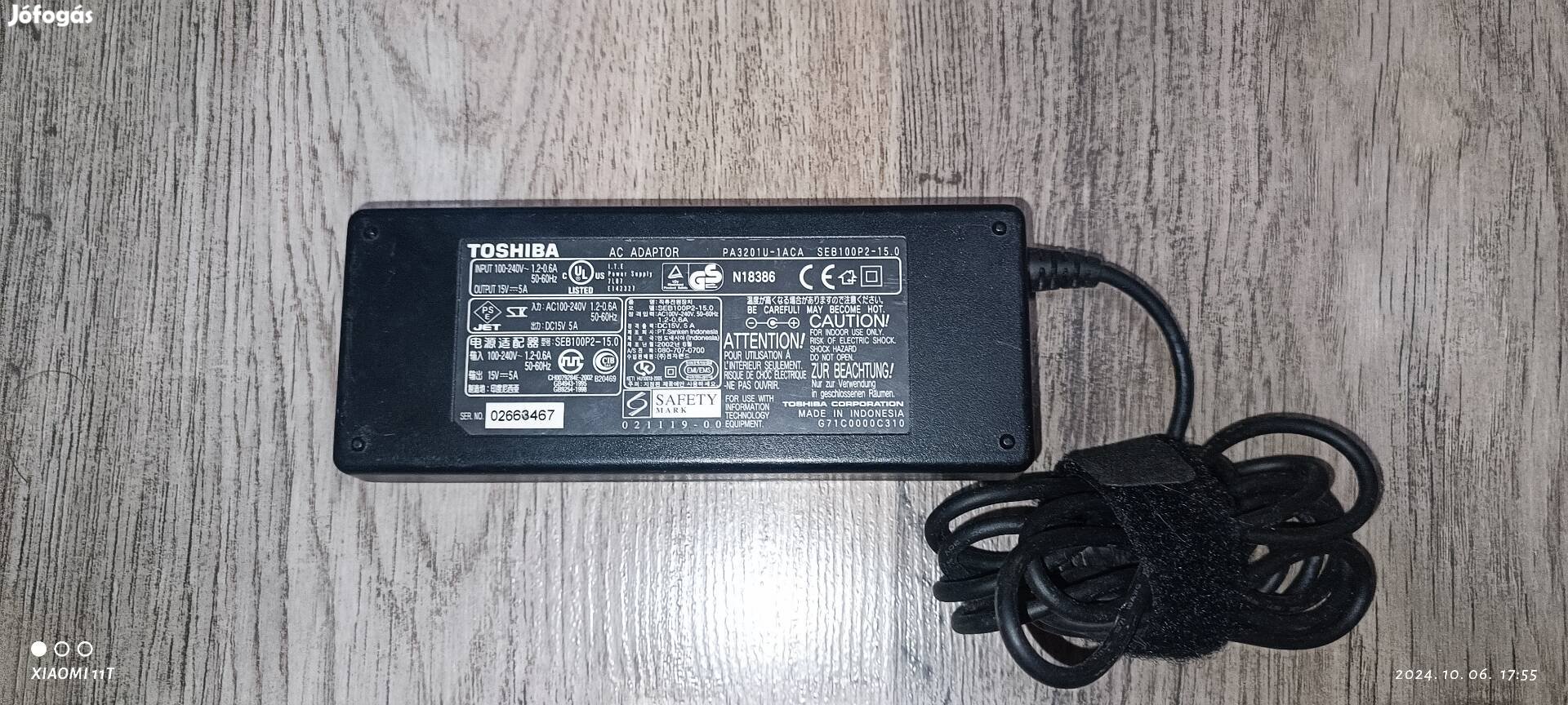 Toshiba seb100 - p2 - 15. 0 gyári laptop töltő. Posta 