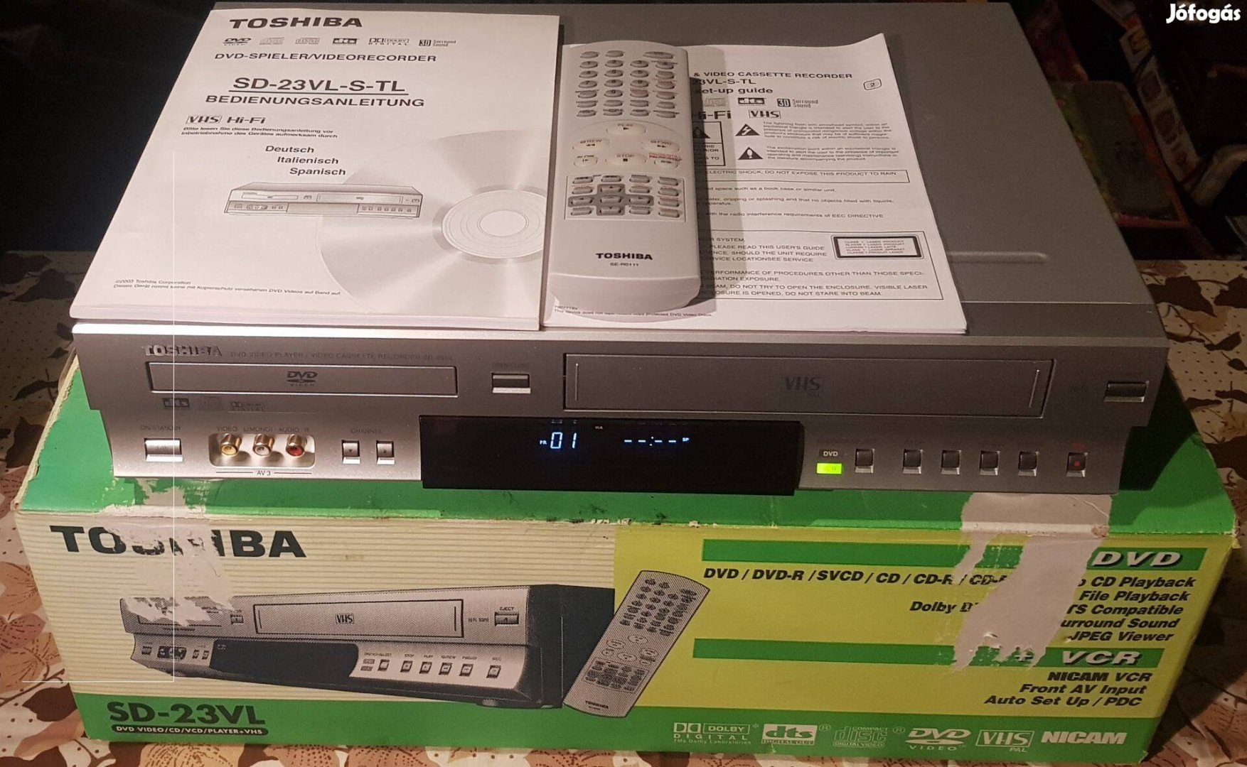 Toshiba távval dvd lejátszó videó kombó VHS LG Sony Samsung 68