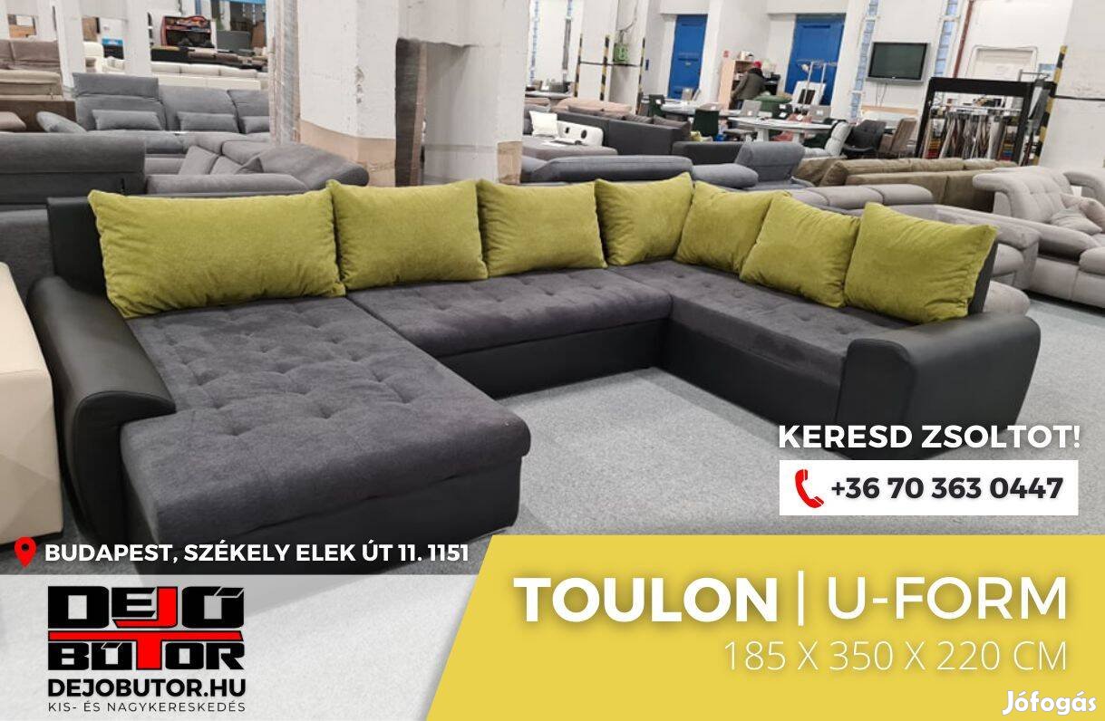 Toulon 1 sarok prémium kanapé ülőgarnitúra 220x350x185 cm ualak fekete