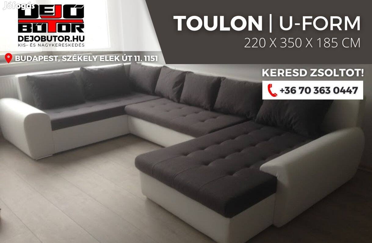 Toulon 1 sarok prémium kanapé ülőgarnitúra 220x350x185 cm ualak gray