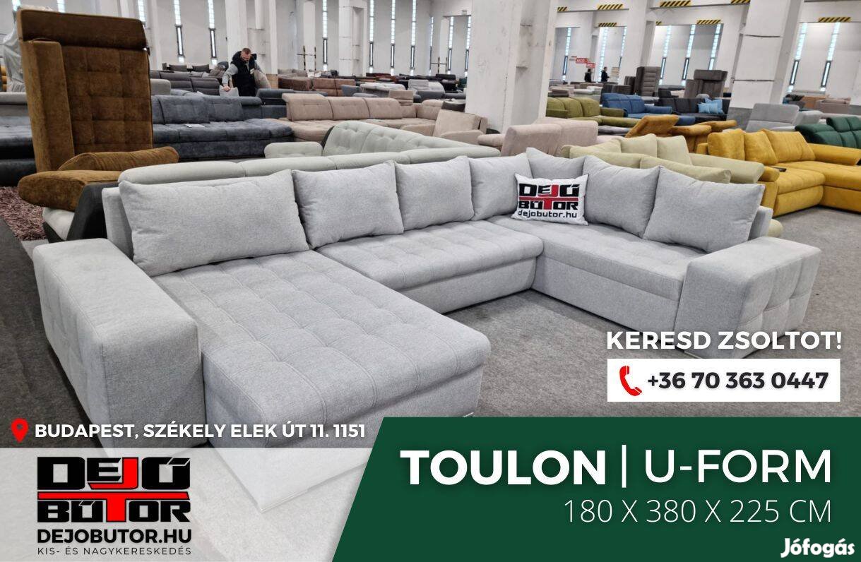 Toulon 2 szivacsos kanapé ülőgarnitúra sarok 180x380x225 cm ualak gray