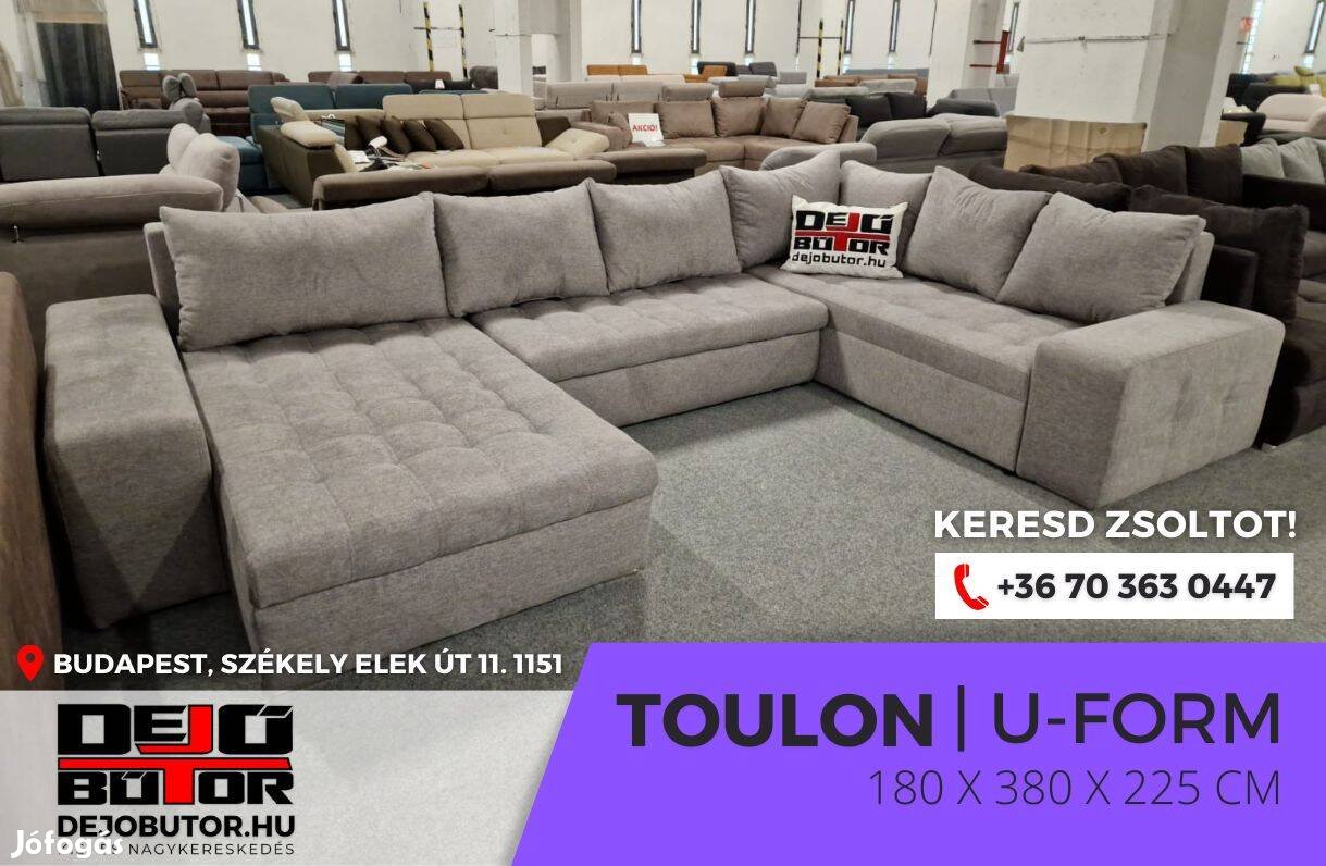 Toulon II. szivacsos ualak gray kanapé ülőgarnitúra 180x380x225 cm