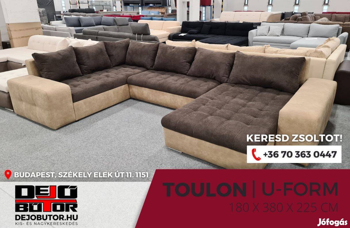 Toulon II. szivacsos ualak kanapé barna ülőgarnitúra 180x380x225 cm