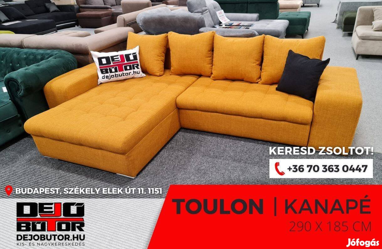 Toulon II sarok kanapé bútor ülőgarnitúra 290x185 cm sárga