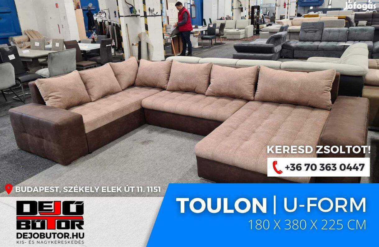 Toulon bézs sarok szivacsos kanapé ülőgarnitúra 225x380x180 cm ualak