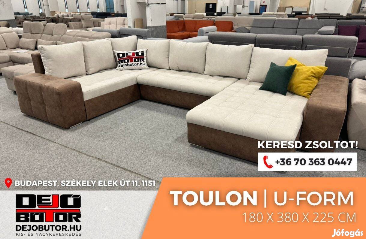 Toulon sarok kanapé szivacsos ülőgarnitúra 180x380x225 cm ualak bézs