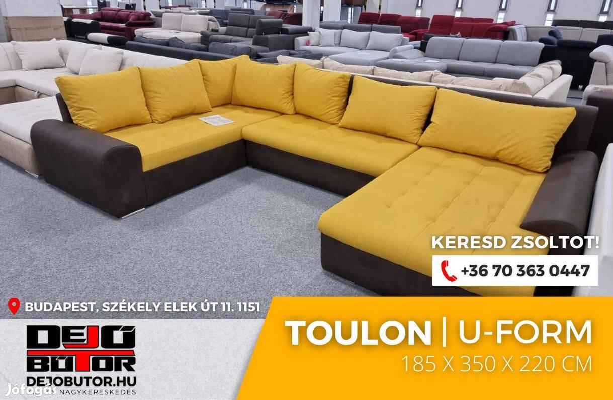 Toulon sarok kanapé szivacsos ülőgarnitúra 185x350x220 cm ualak sárga