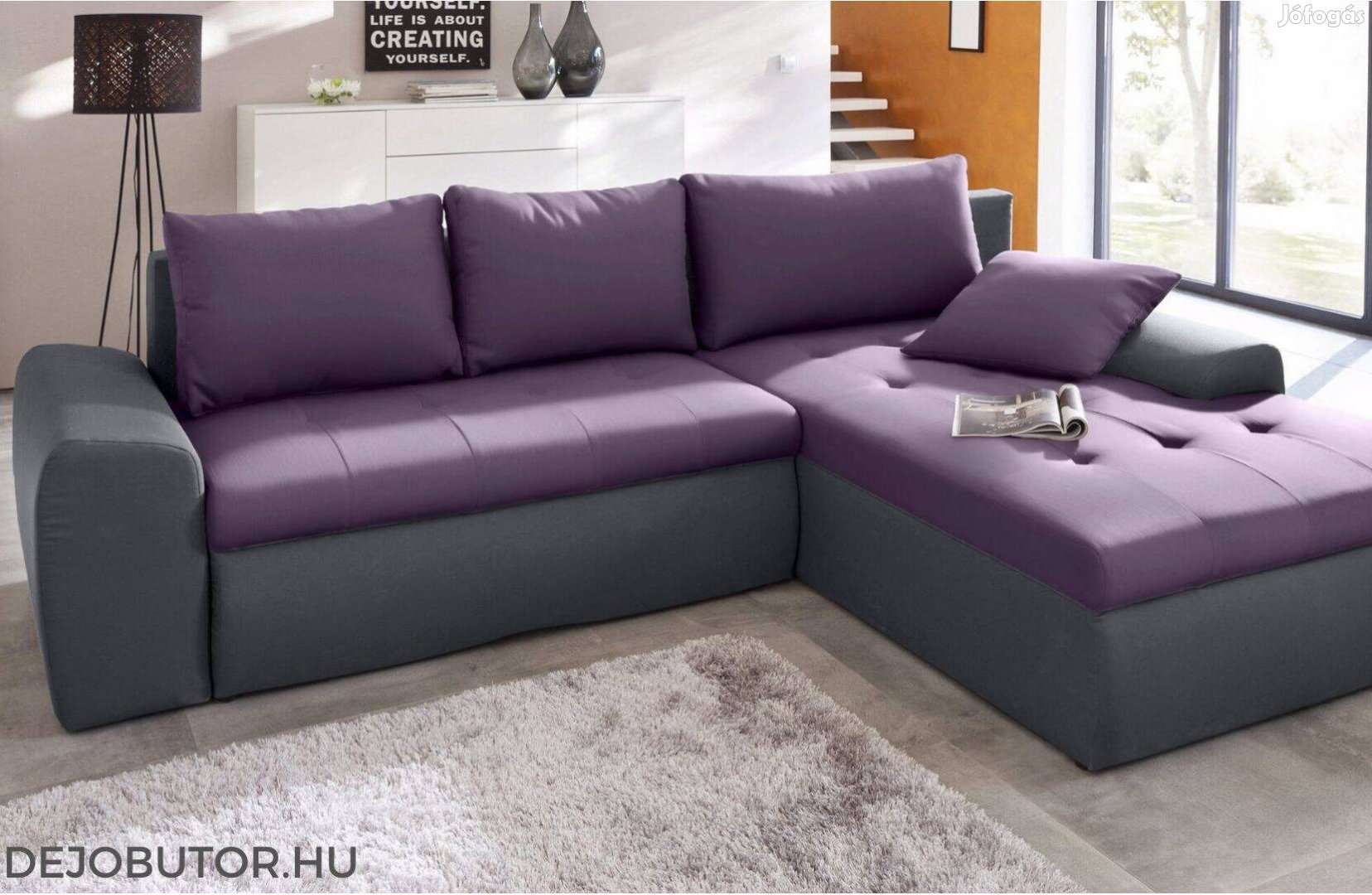 Toulon sarok prémium kanapé ülőgarnitúra 250x185 cm szivacsos lila