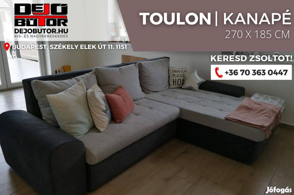 Toulon sarok prémium kanapé ülőgarnitúra 270x185 cm szivacsos