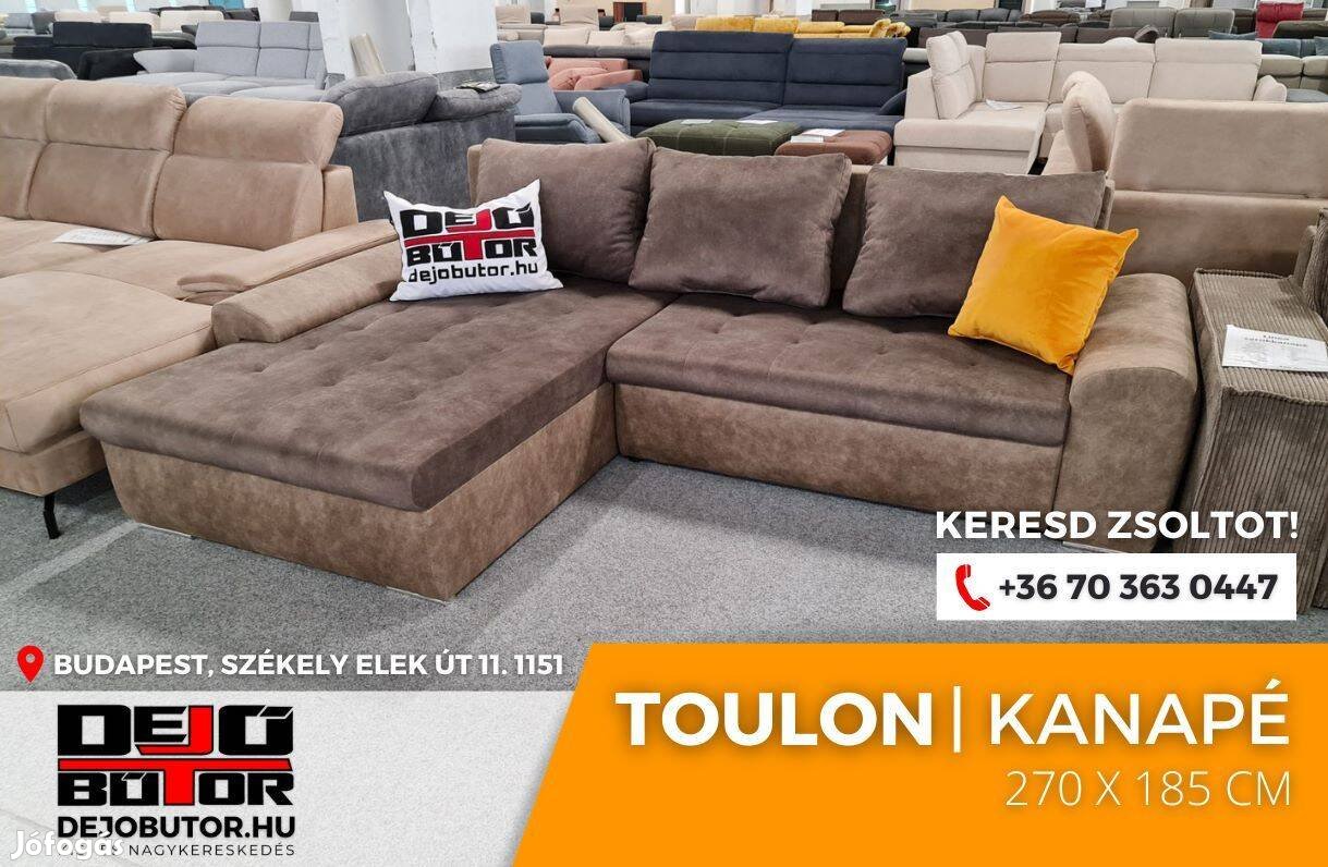 Toulon sarok prémium kanapé ülőgarnitúra 270x185 cm szivacsos bronz