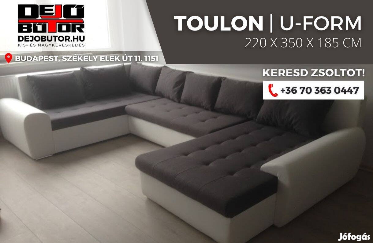 Toulon szivacsos tűzött kanapé ülőgarnitúra 220x350x185 cm ualak barna