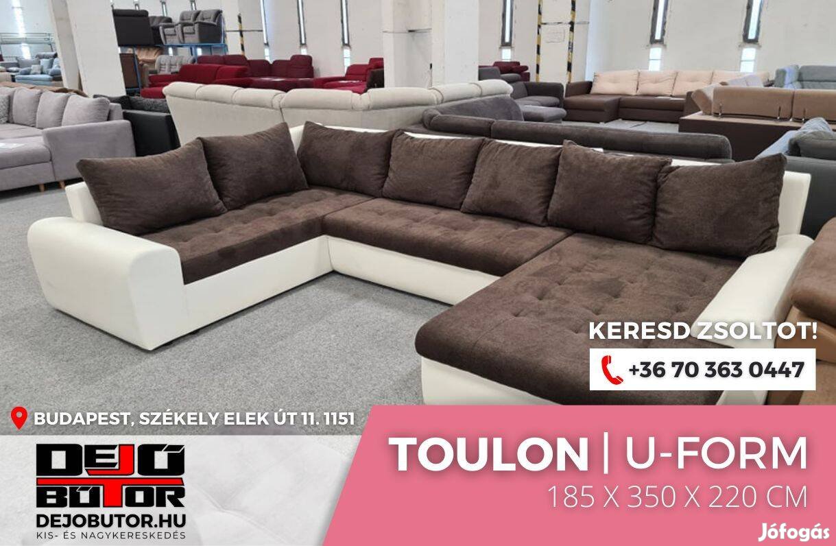 Toulon ualak barna szivacsos kanapé ülőgarnitúra 185x350x220 cm sarok