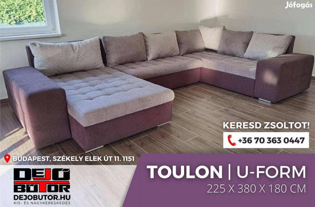 Toulon ualak kanapé ülőgarnitúra 225x380x180 cm ágyazható zsenilia