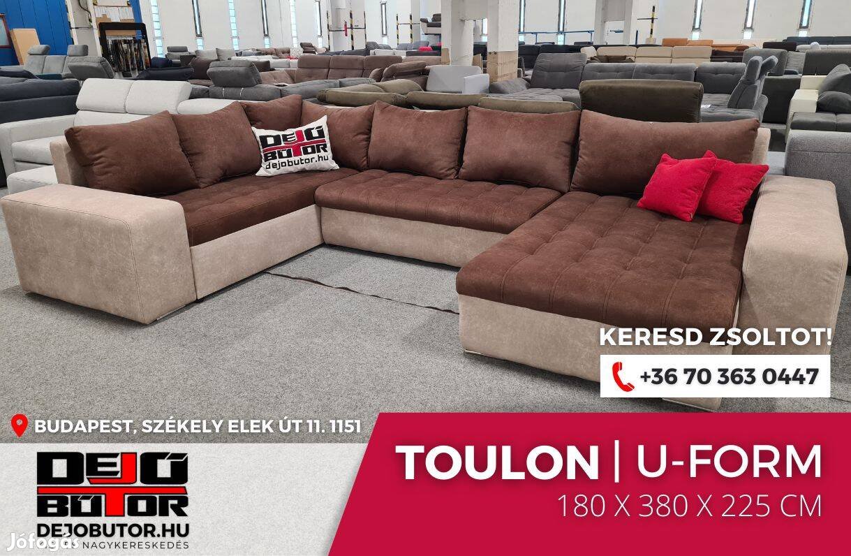 Toulon ualak szivacsos kanapé 180x380x225 cm ülőgarnitúra barna sarok