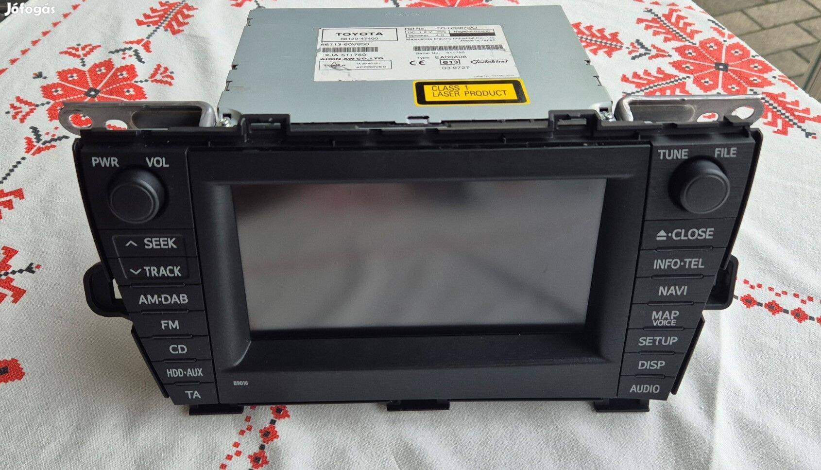 Toyota Prius gyári navigáció b9016 86120-47400 GPS, HDD,