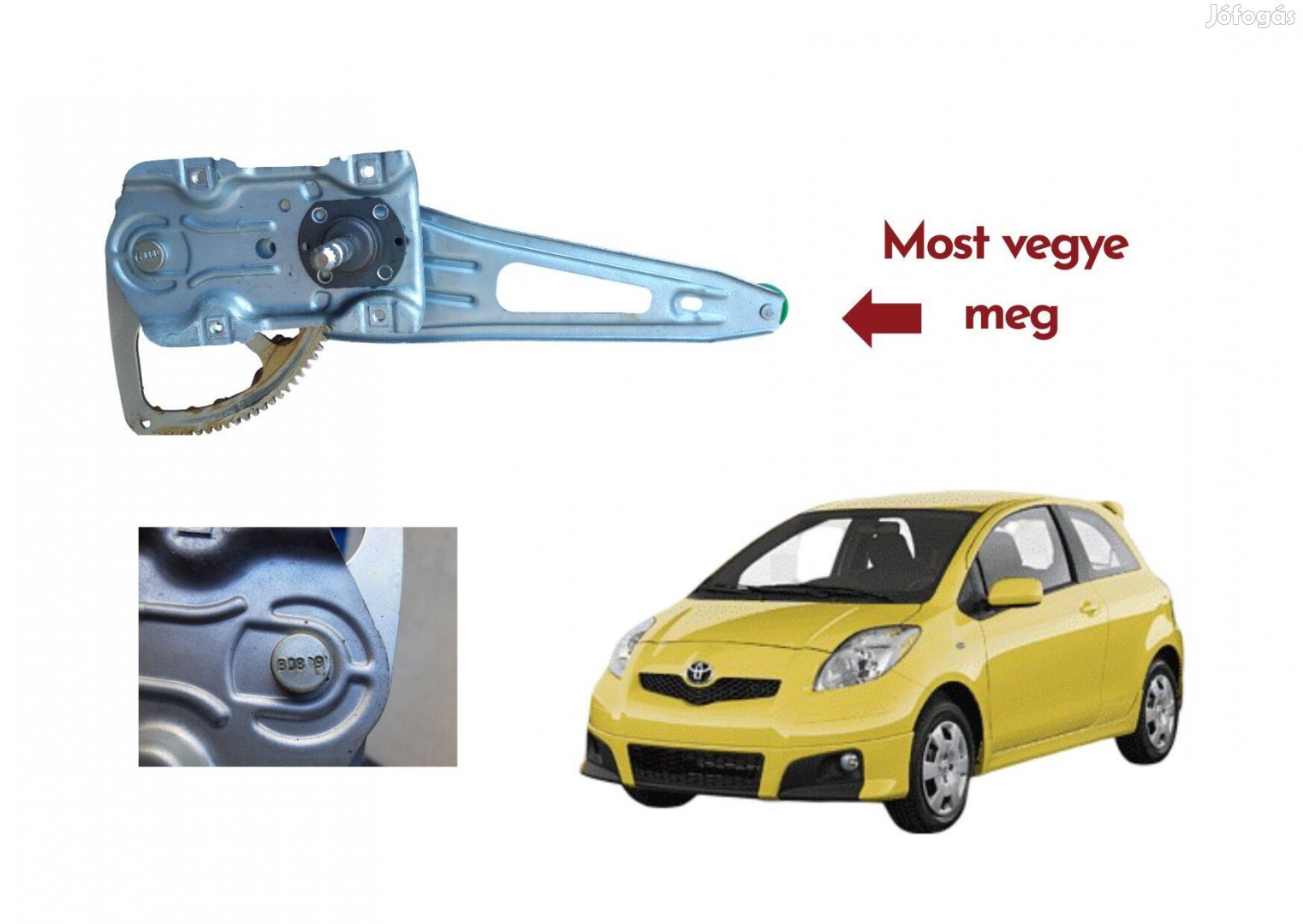 Toyota Yaris 2006-2011 jobb hátsó manuális ablakemelő