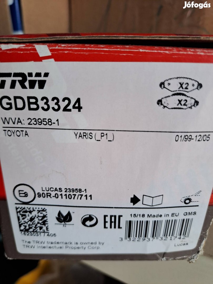 Toyota Yaris TRW fékbetét eladó!