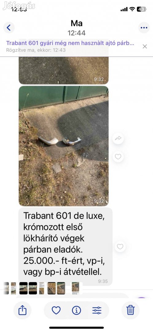 Trabant 601 első lökhárító vég krómozott