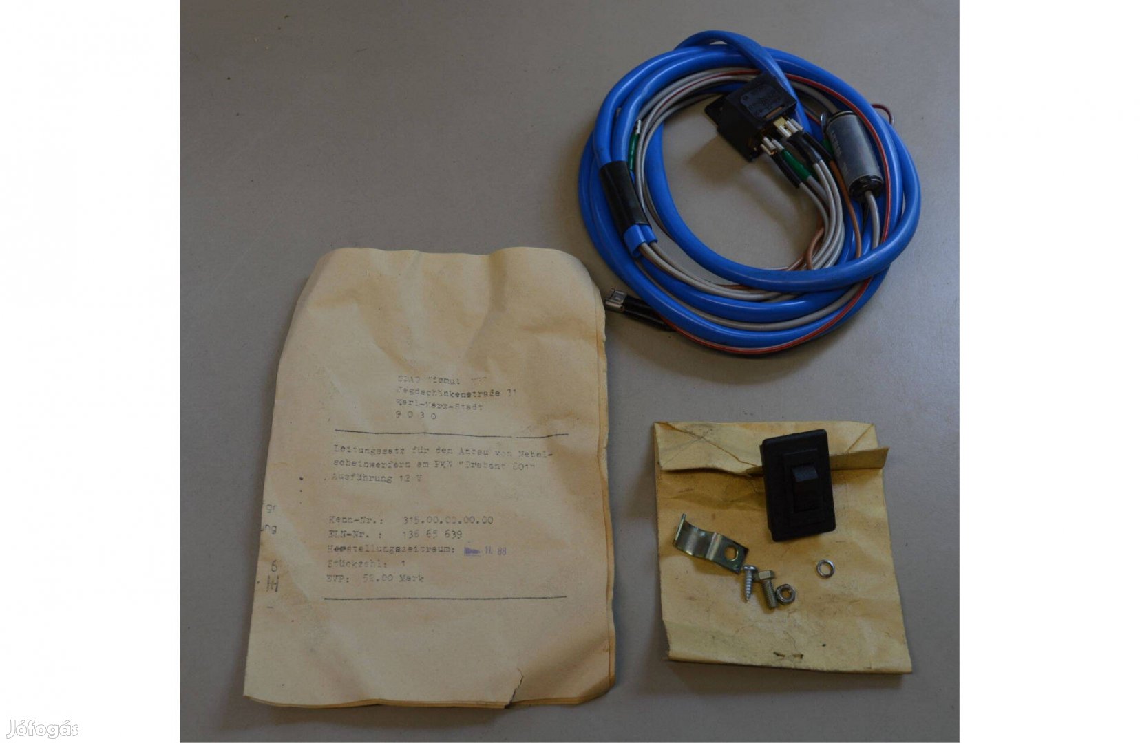 Trabant ködlámpa bekötő szett gyári új eredeti DDR gyártás 12V