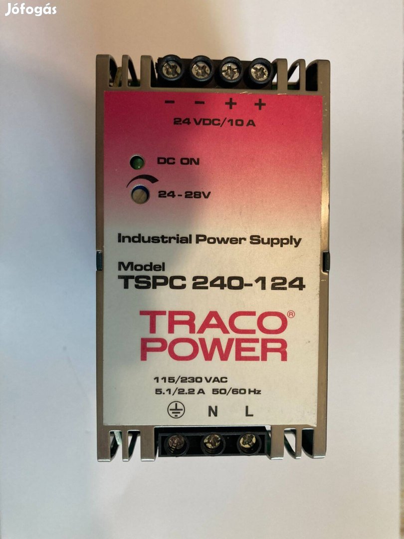 Tracopower DIN-sín tápellátás,1 kimenet, 24V dc, 10A, 240W