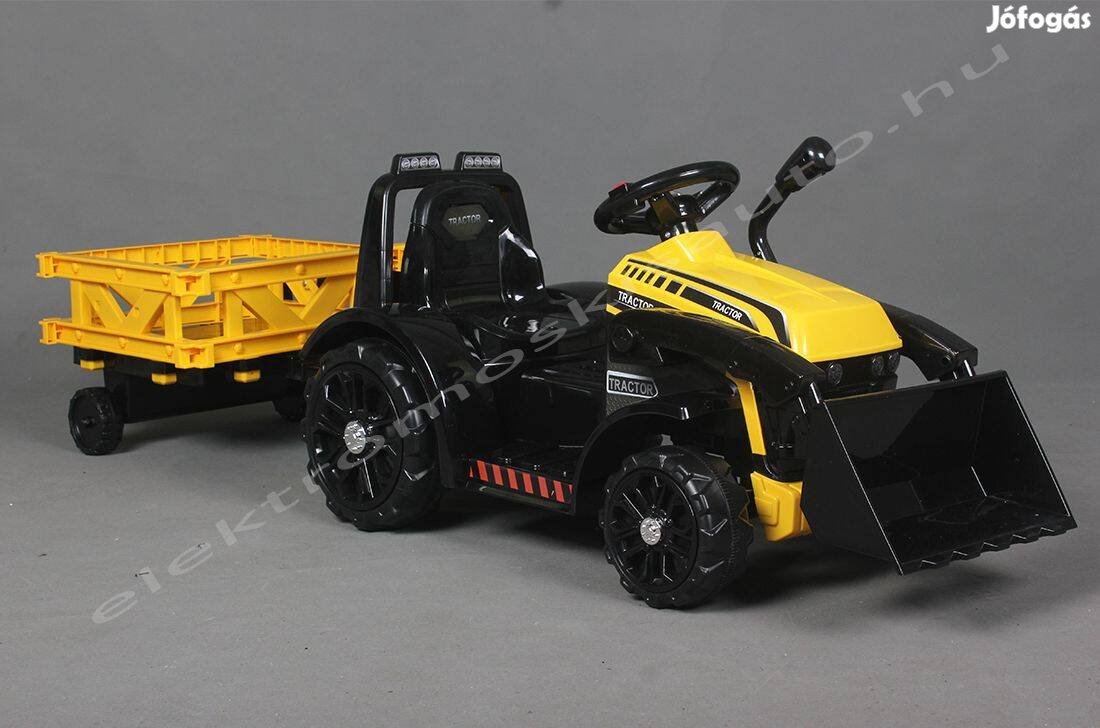 Traktor + trailer 6V sárga elektromos kisautó (max.20kg-ig) - Akciós!