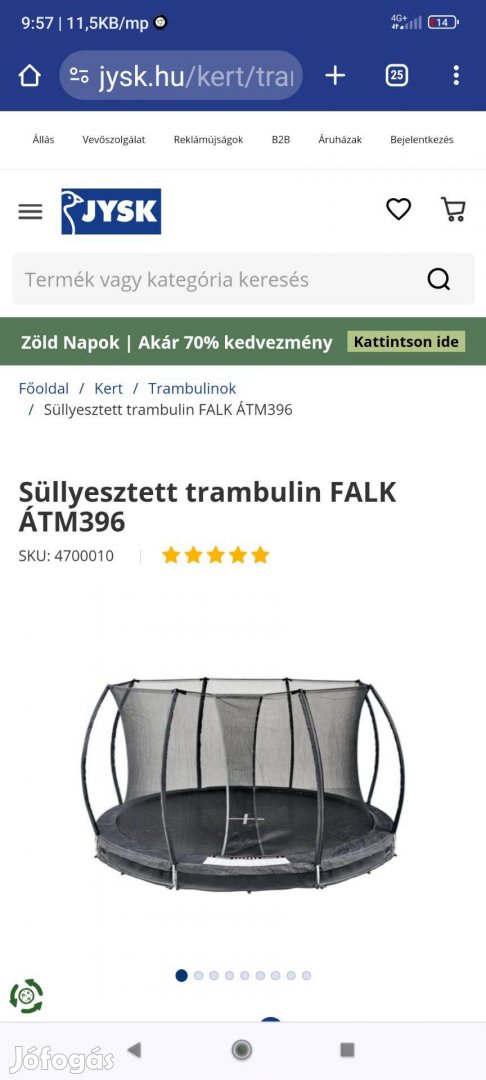 Trambulin süllyesztett Falk 396cm átmérő